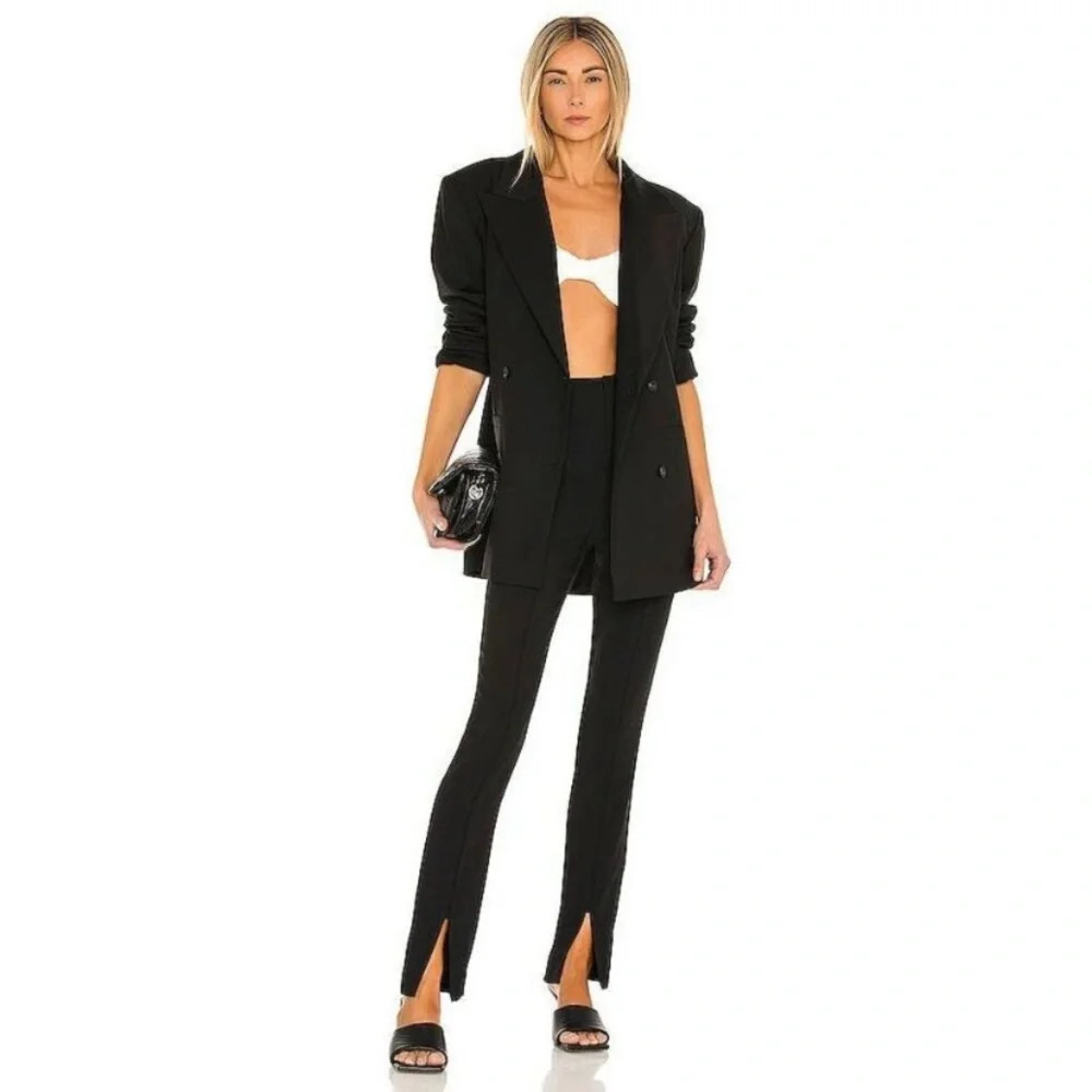 L'Academie Black Split-Hem Slim Pants